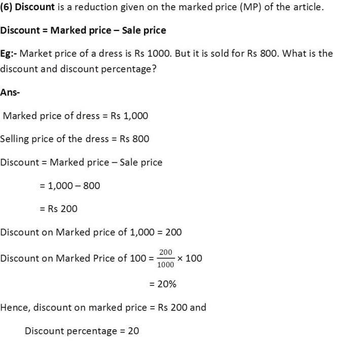 Discount of NCERT Chapter Comparing Quantities