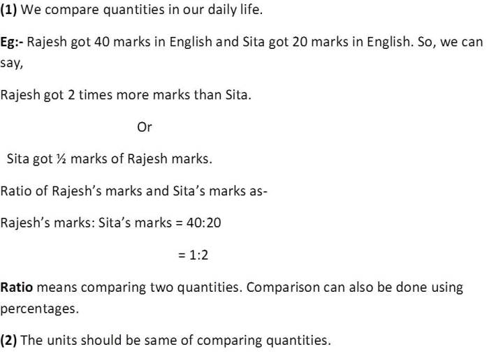 Ratio of NCERT Chapter Comparing Quantities